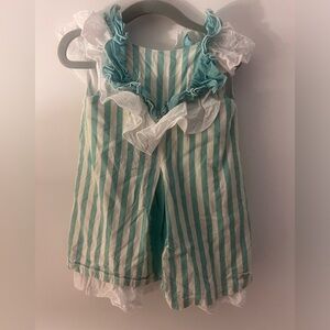 Miranda striped turquoise and white ruffle top dress toddler girl